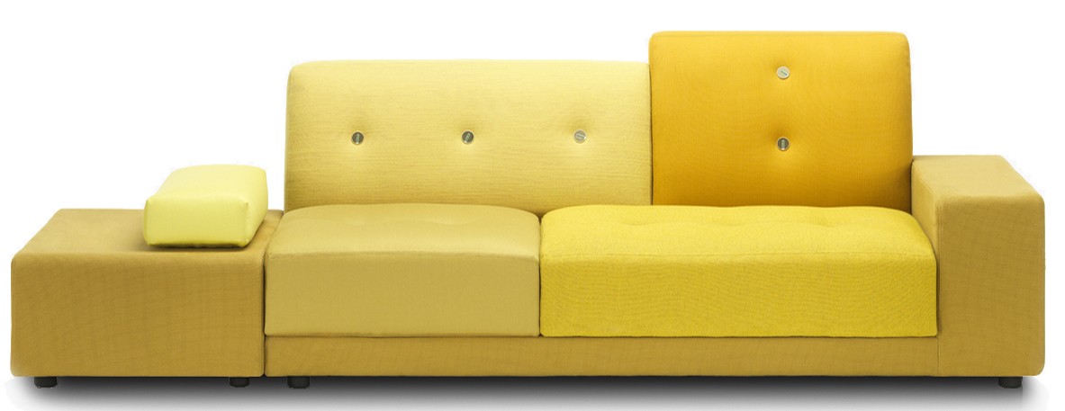 canape polder sofa jaune 3 places avec accoudoirs vitra hella jongerius